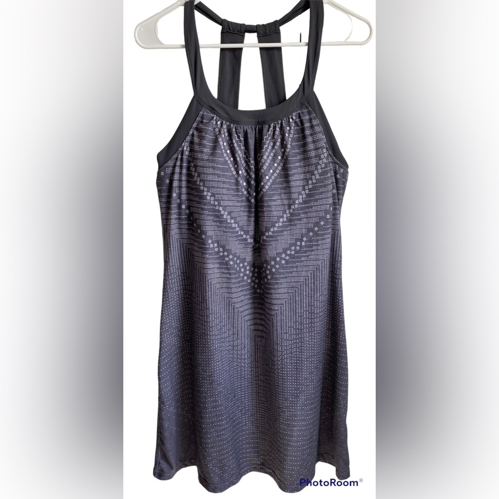 Prana De Vivre Summer Strappy Shelf Bra Dress - Large Gray/tribal design